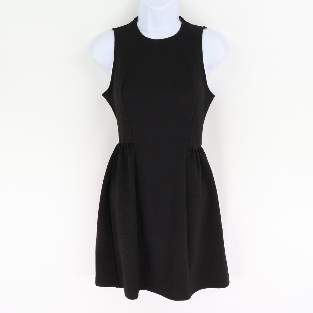 Soprano Sleeveless Dress Womens Sz XS Black Stretch Waist High Neckline NWT $44